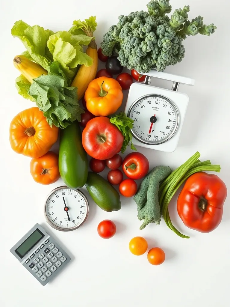 A minimalist laboratory style photo of fresh fruits and vege