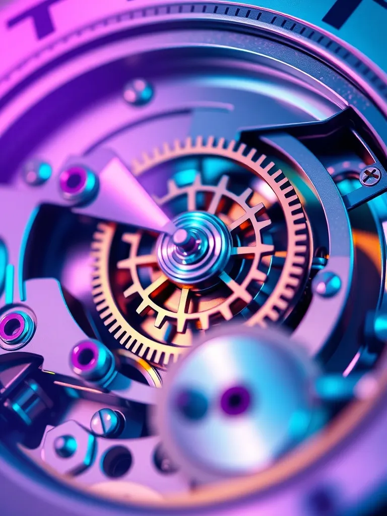 A technical macro shot of a precision mechanical clockwork m